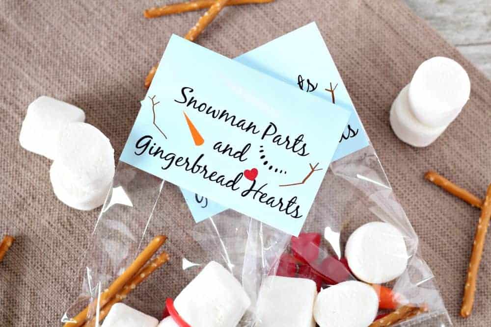 Snowman Parts and Gingerbread Hearts treat bags.