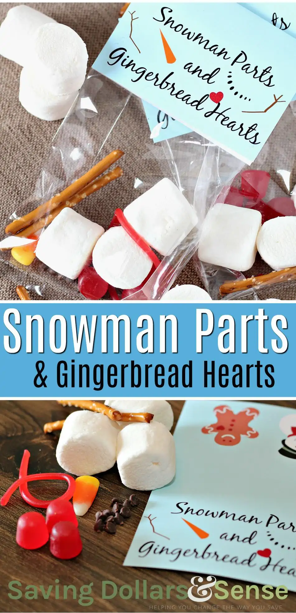 Snowman Parts and Gingerbread Hearts treats.