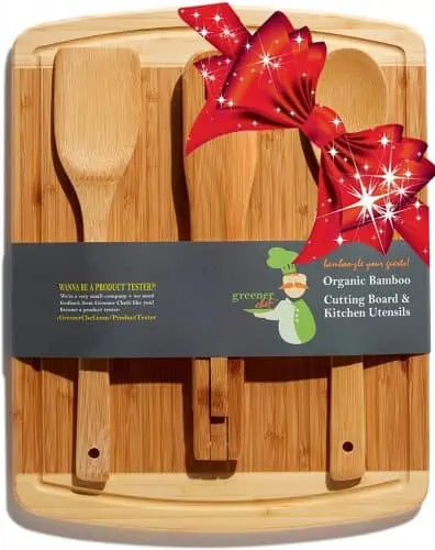 Bamboo cutting board and utensil set. The Best Gifts for New Homeowners