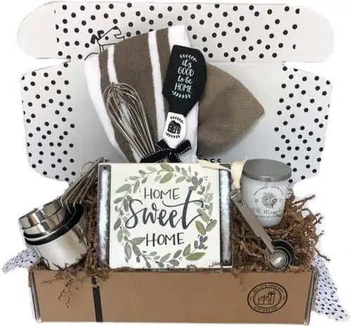 Housewarming gift basket with letter board. The Best Gifts for New Homeowners