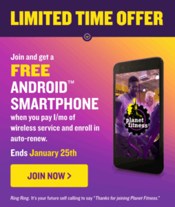 Get a Free LG Smartphone From Planet Fitness