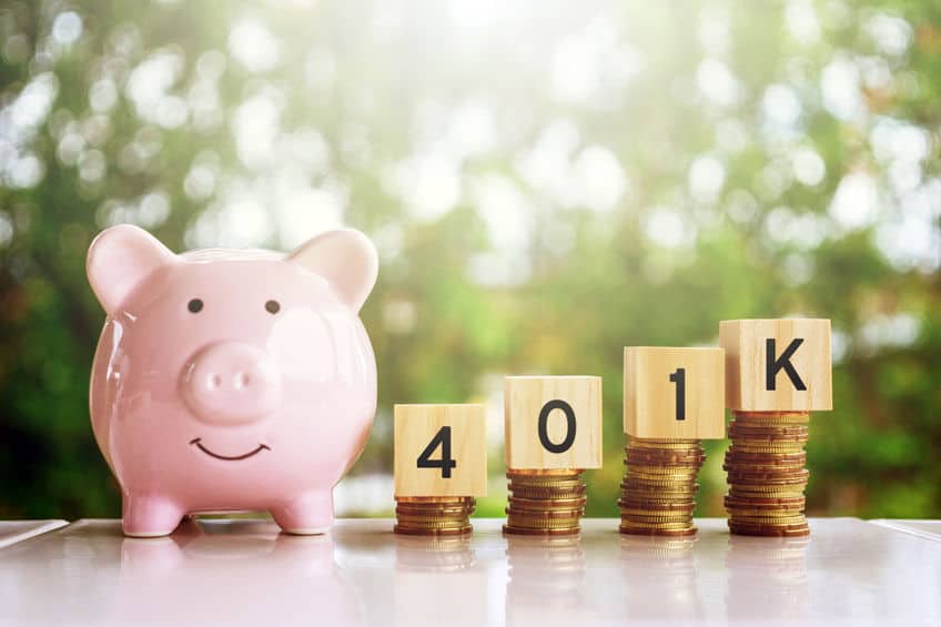 Piggy bank with 410K retirement.