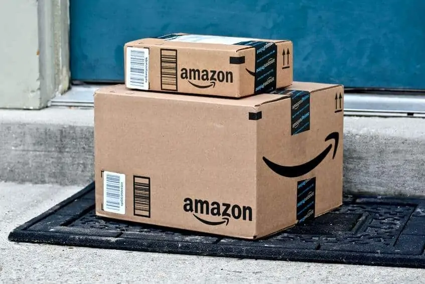 Amazon packages on the doorstep. 