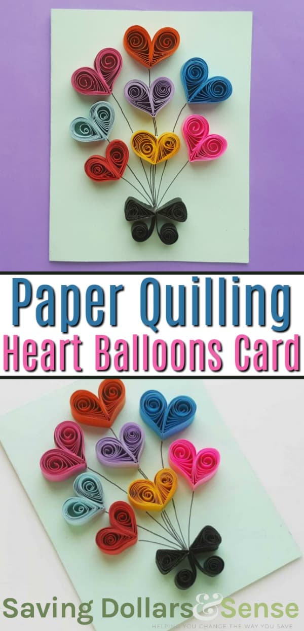 Paper Quilling Heart Balloons Card