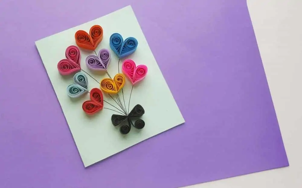 Paper Quilling Heart Balloons Card