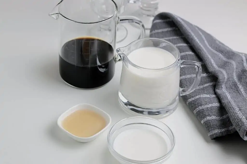 Ingredients for copycat latte drink.