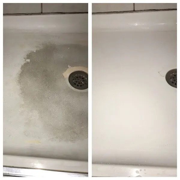 Dirty and clean tub using essential oils and Thieves. 