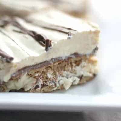piece of eclair freezer cake on white plate
