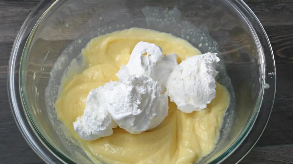 folding in the whipped cream 