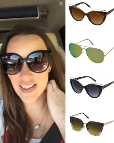A woman wearing sunglasses taking a selfie. Get a Pair of Sunglasses FREE!
