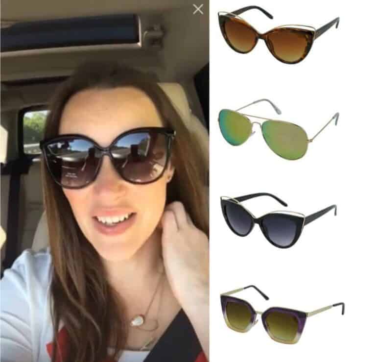 A woman wearing sunglasses taking a selfie. Get a Pair of Sunglasses FREE!