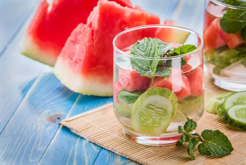 Mint, watermelon, and cucumber tea for growing Your Own Herbal Tea Garden.
