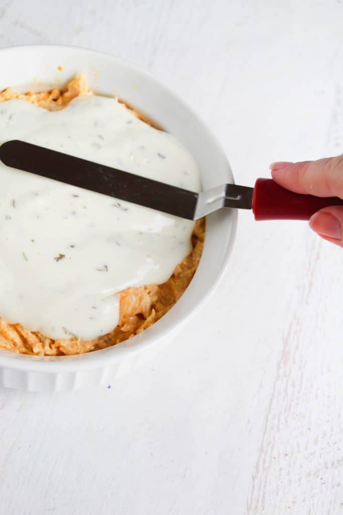 smoothing out the Cheesy Chicken Ranch Dip 