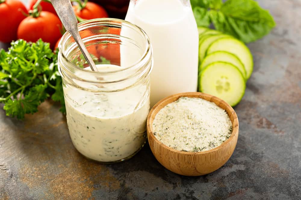Making ranch dressing from a dry mix with milk and yogurt