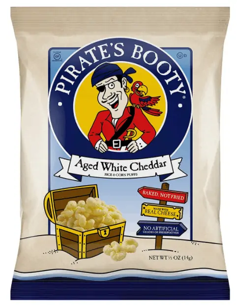Pirate's booty aged white cheddar.