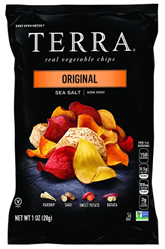 Terra real vegetable chips with sea salt.