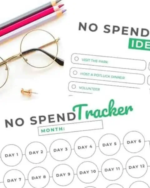 No spend weekend ideas and a no spend tracker printable.