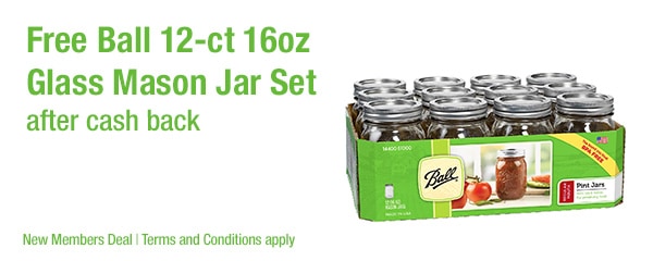 Get a free 12-pack Ball mason jars.