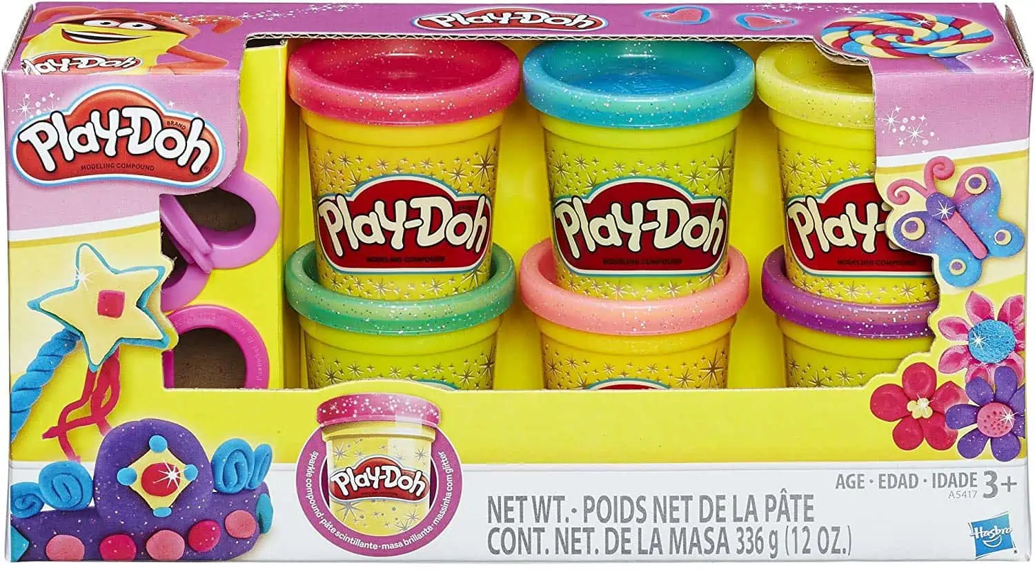 A variety of Play-Doh colors.