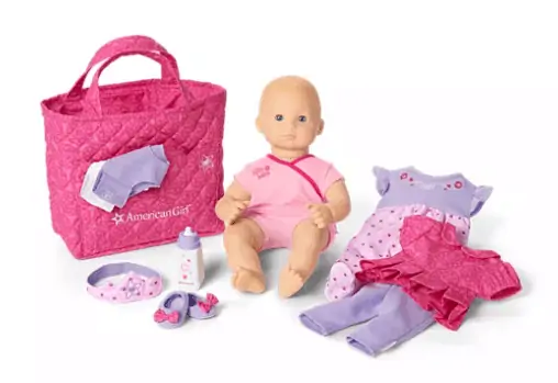 American baby girl doll and accessories.