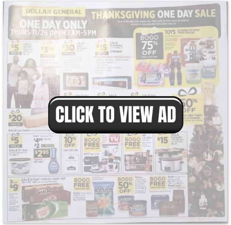 Dollar General One Day only black Friday sale click to view ad.