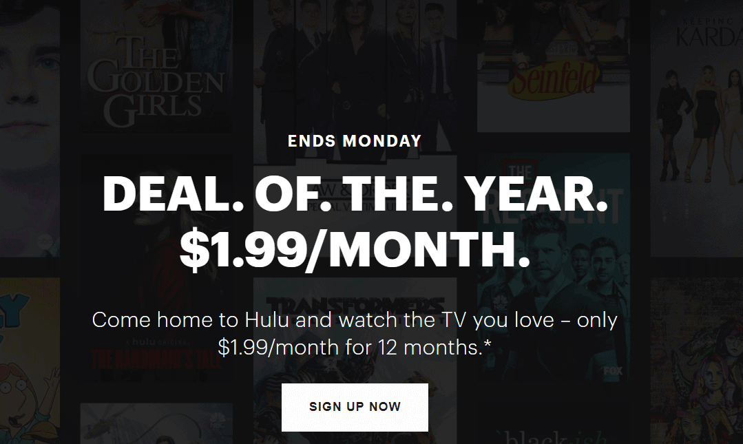 Hulu Black Friday 1 Year for 1.99 a Month! Saving Dollars & Sense