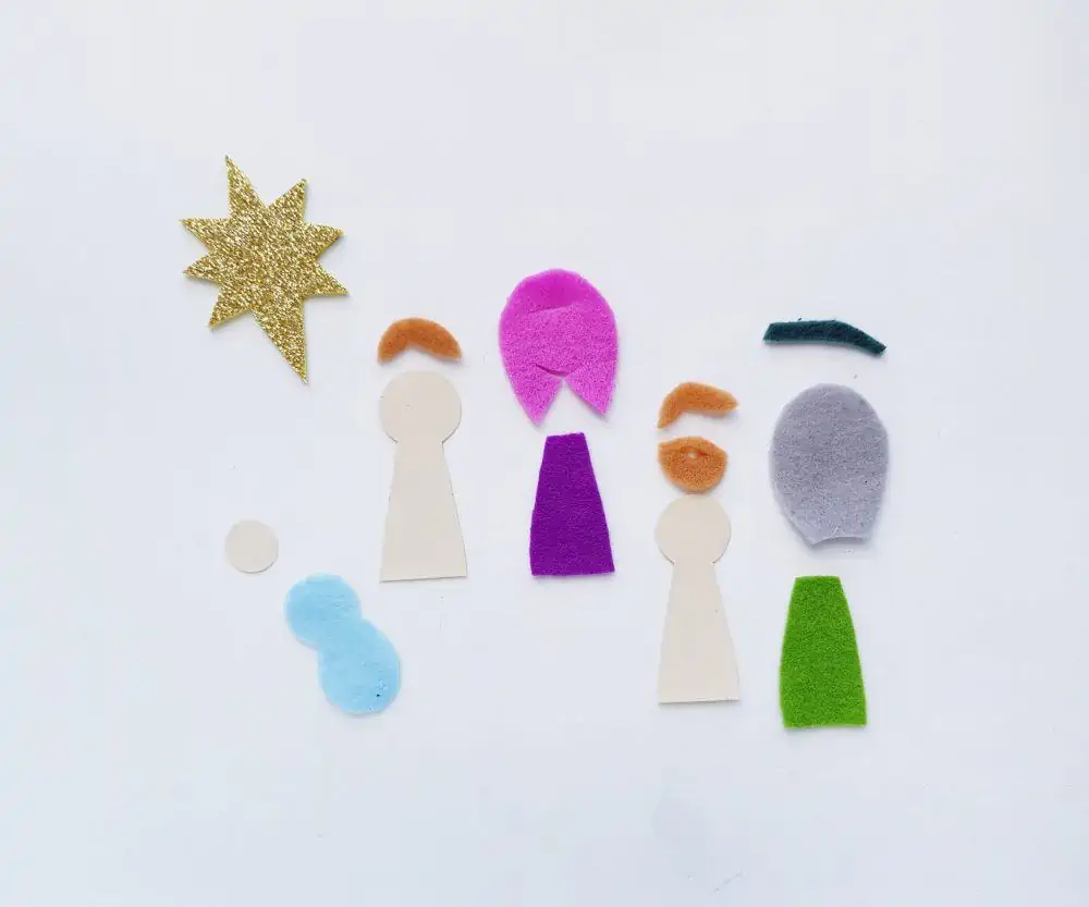 Cut felt craft for nativity.