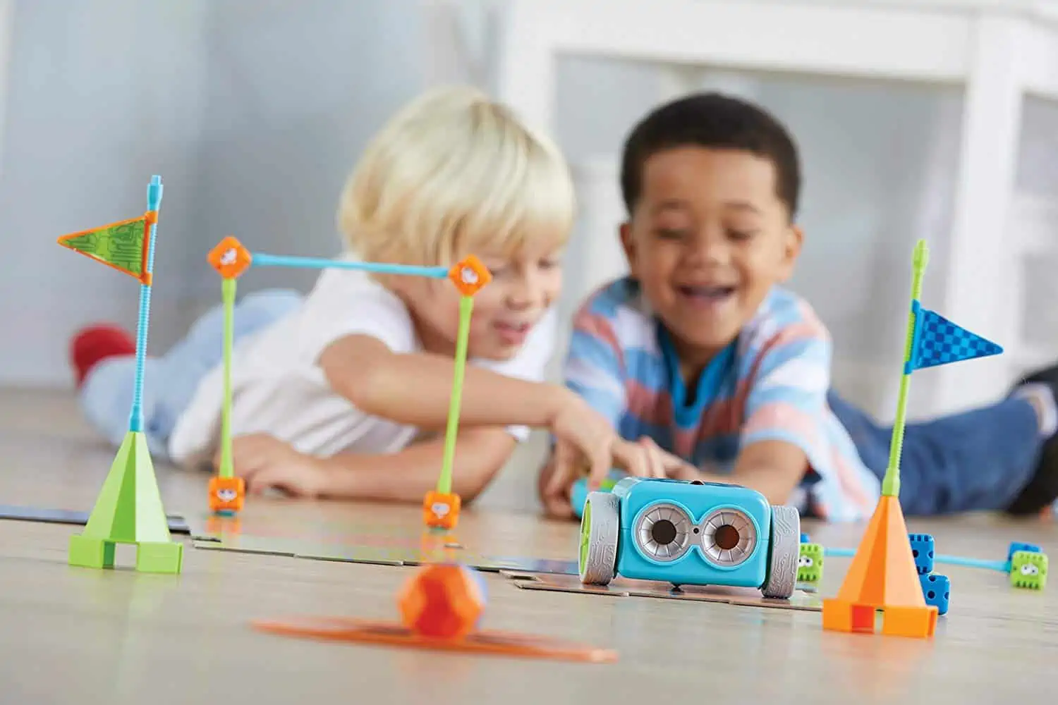Two boys playing with toys found on Amazon prime.