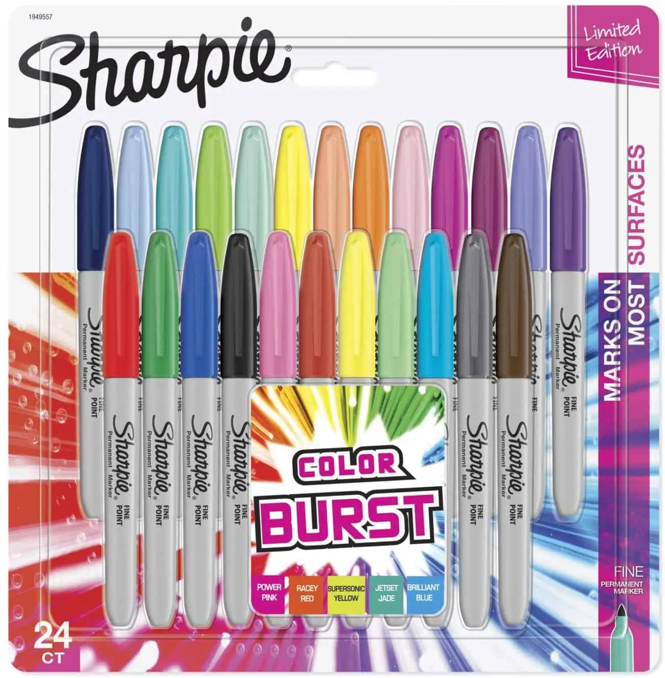 A variety of Sharpie markers from their color burst collection.