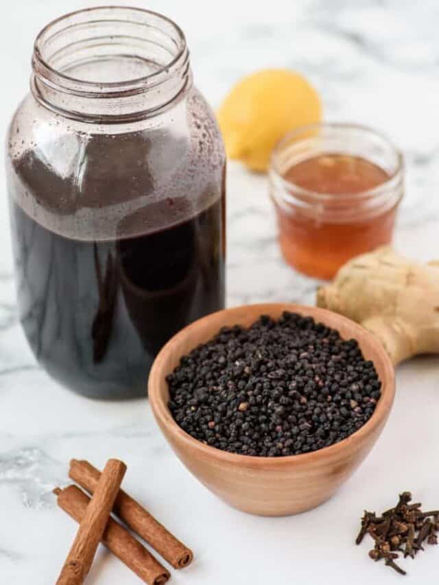 Best Elderberry Syrup Recipe and ingredients to make the syrup.