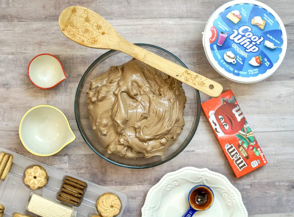 brownie batter dessert, add chocolate chips and whip cream.