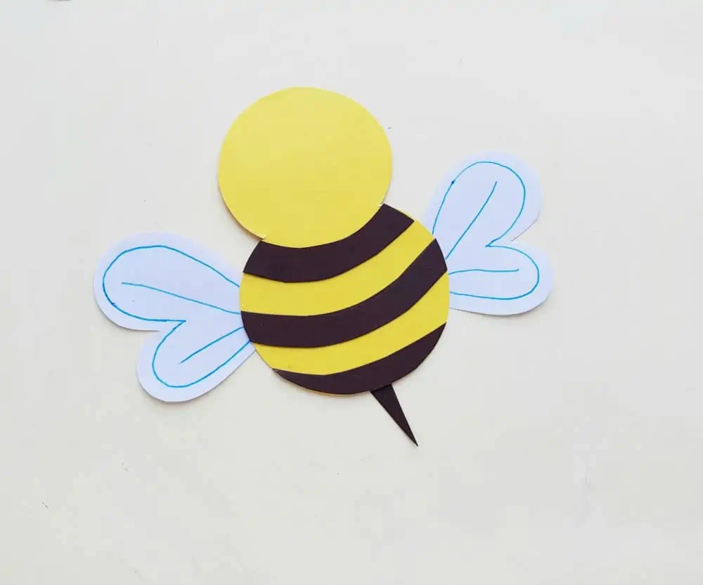 paper craft bee body, wings and stinger