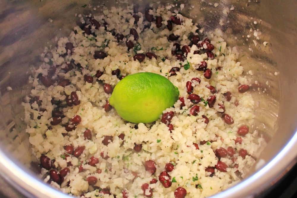 Lime in Cilantro Lime Cauliflower Rice in an Instant Pot