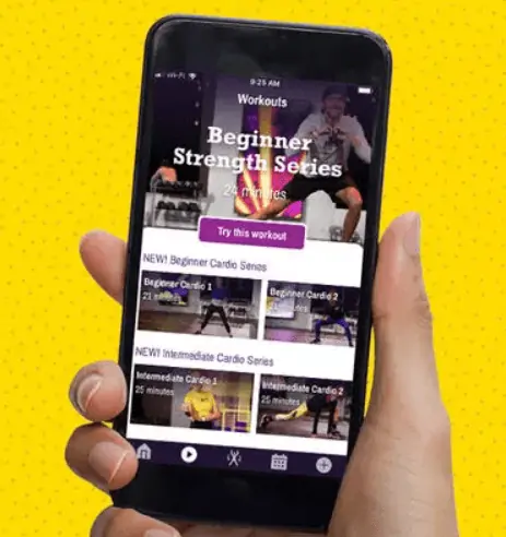 Planet Fitness app with workouts.