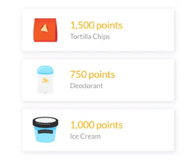 How many points items are worth in the Fetch Rewards app.