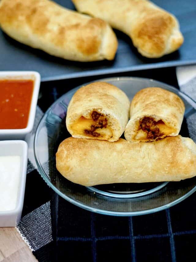 A plate of taco roll ups.