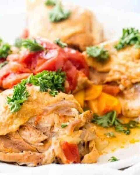 chicken cacciatore on a plate