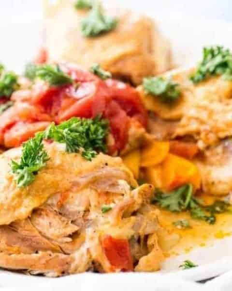 chicken cacciatore on a plate