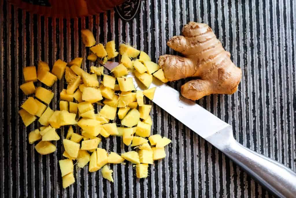 Cubed ginger.