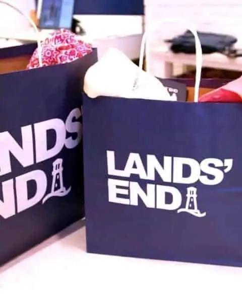 two Lands' End Shopping bags full of clothes