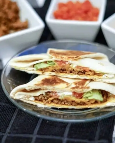 flat crunchwrap supreme with toppings.