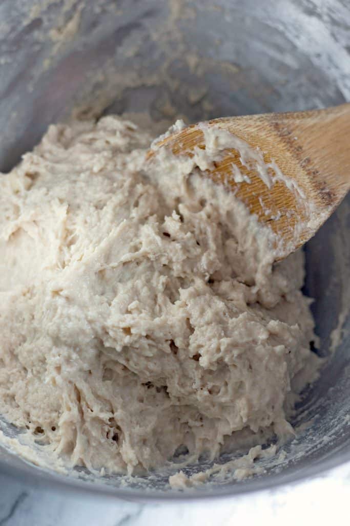Add dry ingredients to make Homemade Soft Pretzels Recipe