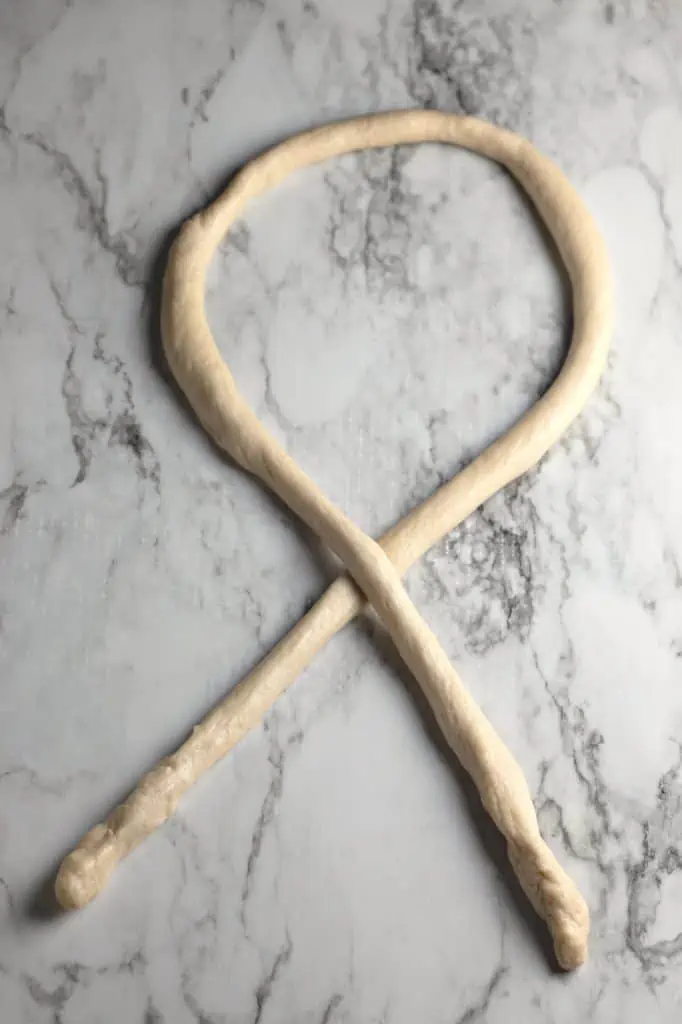 How to shape pretzel dough.