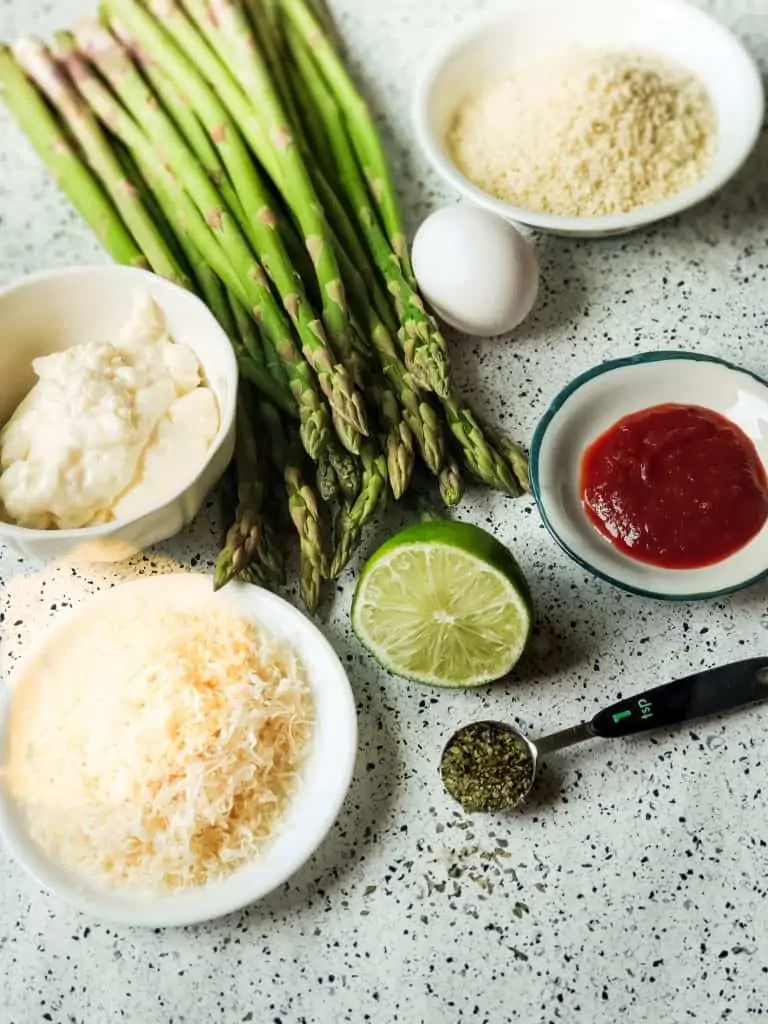 Panko Asparagus with Chipotle Lime Aoli ingredients.