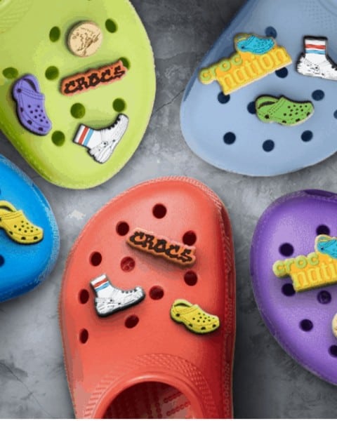 several croc shoes