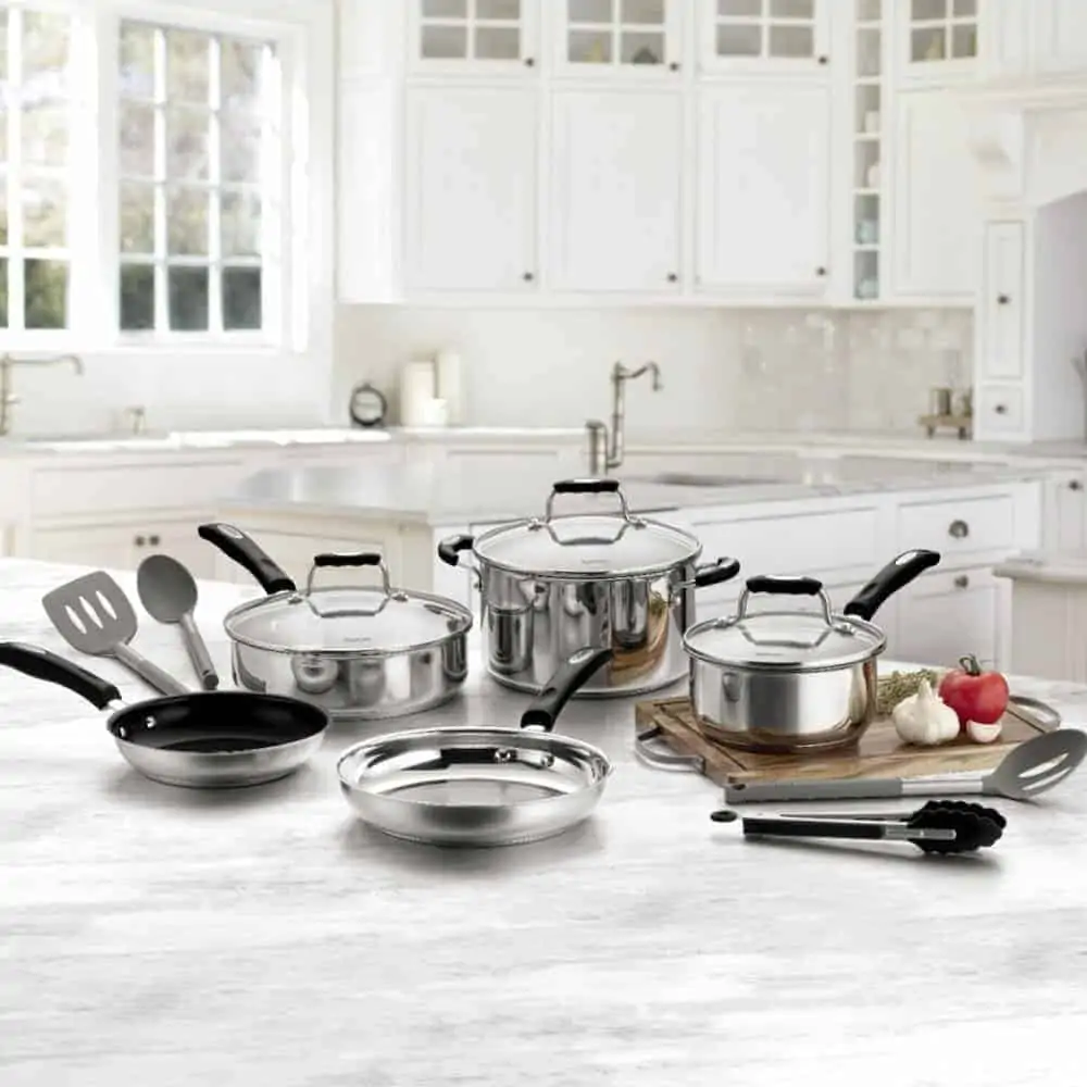 A kitchen with a pot on a table