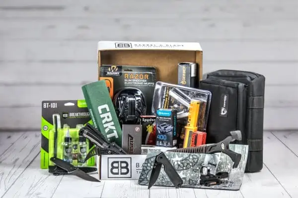 Barrel and Blade gift box focusing on tactical, survival, and EDC gear.