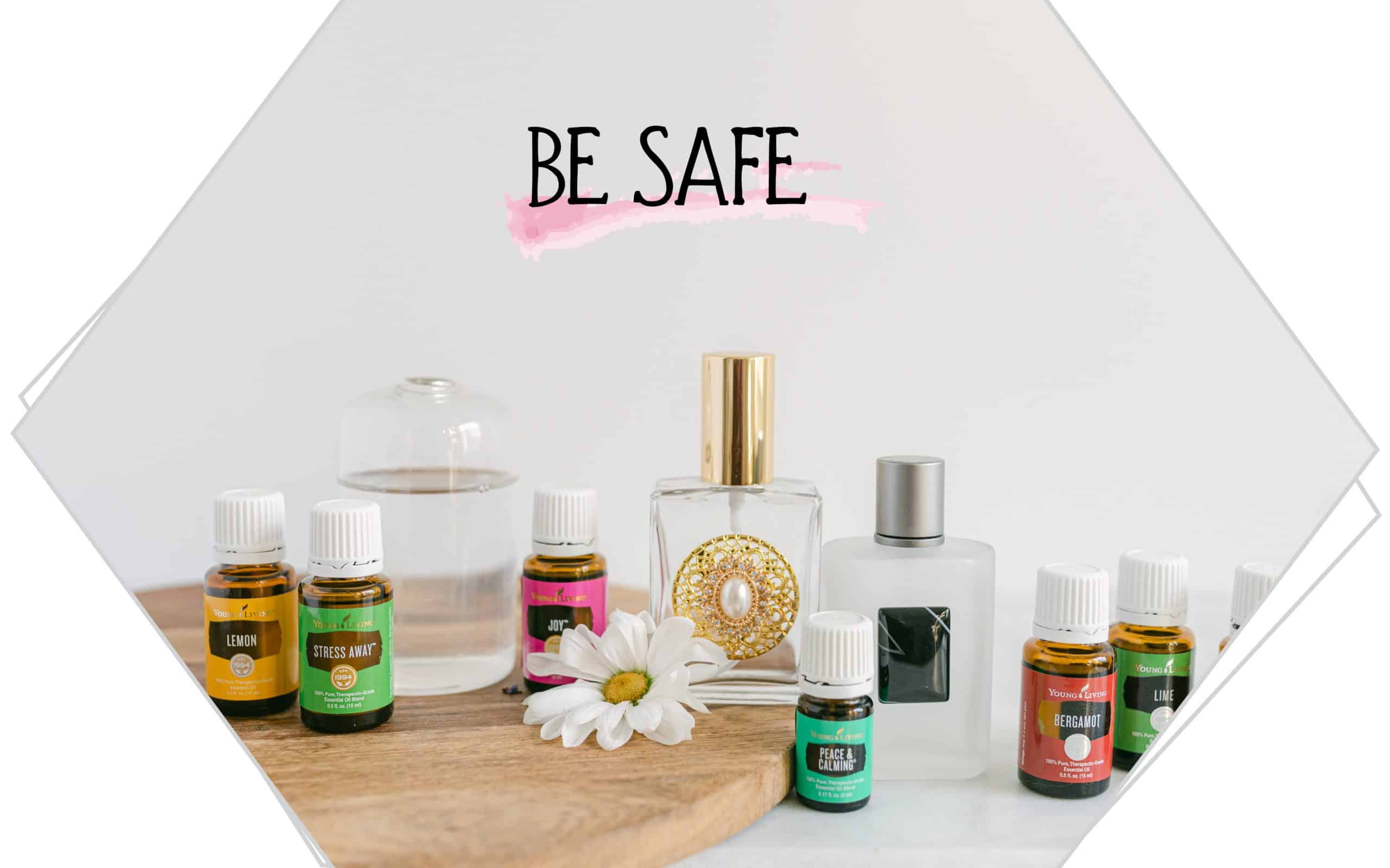 An assortment of essential oils and perfume bottles. 