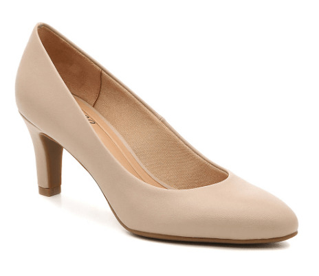 Pink hue pump heel with closed toe option.