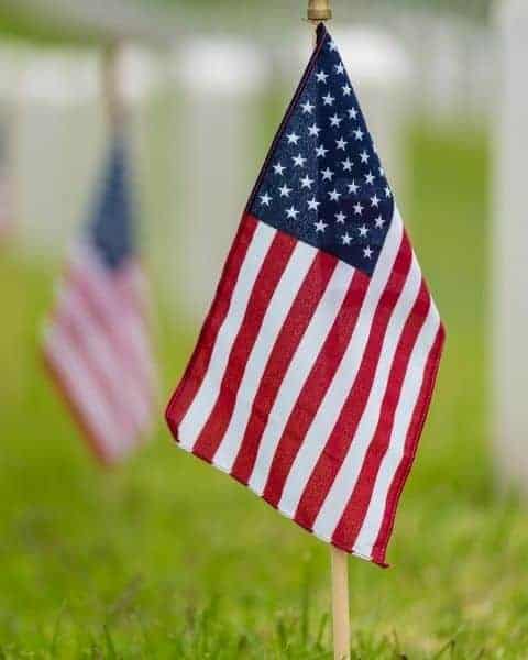 american flag sticking in the ground